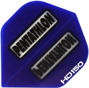 Das Bild zeigt das Produkt "HD 150 Pentathlon Flights HD2" in dunklem Blau. Auf dem Flight stehen die Wörter "PENTATHLON" und "HD150" in weißer Schrift.